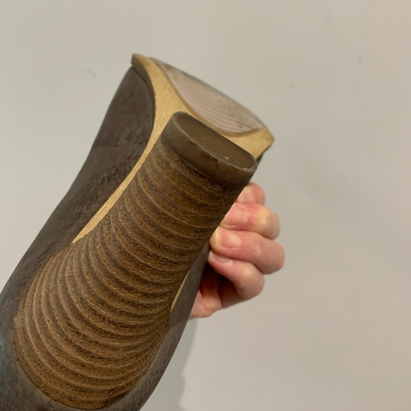 ECCO Genuine Leather High Heels, vintage effect, round toe, block heels - Picture 6 of 7